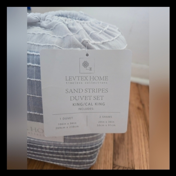 Sand Stripes Blue King Size Duvet Set- Levtex Home - Picture 5 of 8